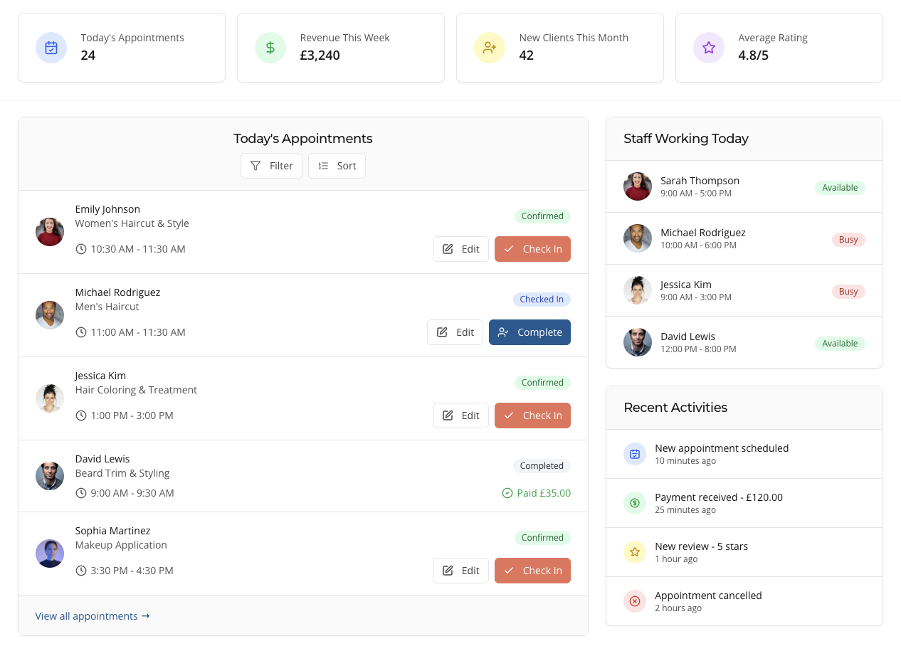 Booklyn Salon Dashboard